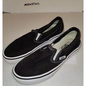 Vans Slip On Classic Sneakers Unisex Canvas Shoes Black/White Men's 5.5/Women 7